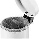 Kosmetikeimer Hailo Solid S, 3 l, Tretmechanismus, mit Deckel & verzinktem Inneneimer inkl. Griff, Ø 180 x H 280 mm, Stahlblech, weiß