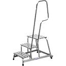 KRAUSE montageopstapje, met trapleuning/wielen, 3 treden, hoogte 0,6 m, 11 kg