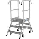 KRAUSE Podestleiter 2x3 Stufen, fahrbar, R13 Profilrost, beidseitig, Plattform 600x720 mm, Geländer 1,00 m