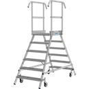 KRAUSE Podestleiter 2x6 Stufen, fahrbar, R13 Profilrost, beidseitig, Plattform 600x720 mm, Geländer 1,00 m