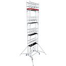 Krause ProTec aluminum mobile scaffold, 200 kg/m², TÜV-tested, braked castors, L 2000 x W 700 x H 10300 mm
