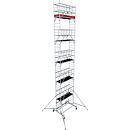 Krause ProTec XS aluminum folding scaffold, 200 kg/m², braked castors, L 2000 x W 700 x H 11800 mm