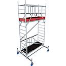 Krause ProTec XS aluminum folding scaffold, 200 kg/m², braked castors, L 2000 x W 700 x H 4800 mm