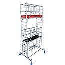 Krause ProTec XS aluminum folding scaffold, 200 kg/m², braked castors, L 2000 x W 700 x H 5800 mm