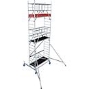 Krause ProTec XS aluminum folding scaffold, 200 kg/m², braked castors, L 2000 x W 700 x H 6800 mm