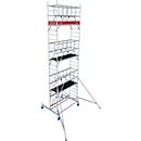 Krause ProTec XS aluminum folding scaffold, 200 kg/m², braked castors, L 2000 x W 700 x H 7800 mm