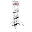 Krause ProTec XS aluminum folding scaffold, 200 kg/m², braked castors, L 2000 x W 700 x H 8800 mm