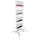 Krause ProTec XS aluminum folding scaffold, 200 kg/m², braked castors, L 2000 x W 700 x H 9800 mm