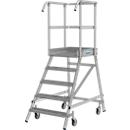 KRAUSE STABILO platformladder 5 treden, verrijdbaar, R13 geprofileerd rooster, platform 600x720 mm, 180 mm treden, leuning 1,00 m