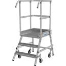KRAUSE STABILO Podestleiter 3 Stufen, fahrbar, R13 Profilrost, Plattform 600x720 mm, 180 mm Stufen, Geländer 1,00 m