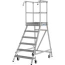 KRAUSE STABILO Podestleiter 6 Stufen, fahrbar, R13 Profilrost, Plattform 600x720 mm, 180 mm Stufen, Geländer 1,00 m