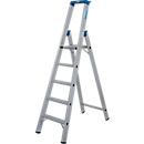 KRAUSE STABILO Stehleiter 5 Stufen R13, Lochbild selbstreinigend, Plattform R13, Werkzeugablage mit Eimerhaken, Alu