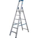 KRAUSE STABILO Stehleiter 6 Stufen R13, Lochbild selbstreinigend, Plattform R13, Werkzeugablage mit Eimerhaken, Alu