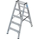 KRAUSE STABILO Stufen-Doppelleiter 2x5, 225 kg, 80 mm D-Stufen, beidseitig begehbar, Alu-Gelenke, SafetyCap