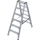 KRAUSE STABILO Stufen-Doppelleiter 2x6, 225 kg, 80 mm D-Stufen, beidseitig begehbar, Alu-Gelenke, SafetyCap