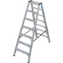 KRAUSE STABILO Stufen-Doppelleiter 2x7, 225 kg, 80 mm D-Stufen, beidseitig begehbar, Alu-Gelenke, SafetyCap