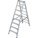 KRAUSE STABILO Stufen-Doppelleiter 2x8, 225 kg, 80 mm D-Stufen, beidseitig begehbar, Alu-Gelenke, SafetyCap