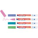 Krijtmarker Edding 4085, voor gladde oppervlakken, lijndikte 1-2 mm, ronde punt, set van 4, metallic