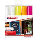 Krijtstift edding 4090 4-15 mm, 2x wit, 1x neongeel, 1x neonoranje, 1x neonroze