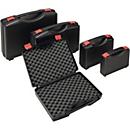 Kunststoffkoffer, L 340 x B 275 x H 83 mm, Polypropylen schwarz, Schaumstoffeinlagen, stabiler Verschluss rot
