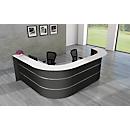 L-toonbank Faro, 4 eenheden, hoek 90°, melamine gecoat, ABS randen, B 3250 x D 2320 H 1120 mm, antraciet/antraciet 