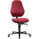 Labordrehstuhl Basic, mit Rollen, Stoffpolster, Duotec rot