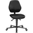Labordrehstuhl LEANOS 9133, mit Rollen, Kunstleder, schwarz