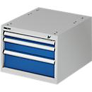 Ladebak voor modulaire werkbank, type 1, 3 laden, lichtgrijs RAL 7035/enziaans blauw RAL 5010