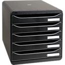 Ladebox BIG-BOX PLUS, A4+ formaat, 5 halfopen laden met uittrekstop, verzonken greep &amp; etikethouder, zwart