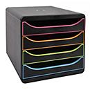 Ladebox Big Box Plus Black Office Zwart/Harlekijn, 4 open laden, A4/A4+, stil, stop