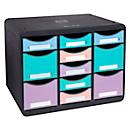 Ladebox Exacompta STORE BOX MULTI Aquarel, 7 kleine &amp; 4 hoge lades met uittrekstop &amp; verzonken handgreep, kunststof, zwart