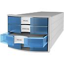 Ladebox HAN Impuls 2.0, 4 schuifladen, A4-formaat, stapelbaar, gesloten, grijs/transparant-blauw