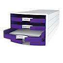 Ladebox HAN Impuls 2.0, 4 schuifladen, A4-formaat, stapelbaar, open, wit/lila