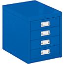 Ladekast A4, met 4 schuifladen, 330 mm hoog, gentiaanblauw