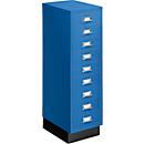 Ladekast A4, met 9 schuifladen, 940 mm hoog, gentiaanblauw