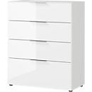 Ladekast, met 4 laden, glazen front en bovenblad, B 830 x D 420 x H 1020 mm, wit