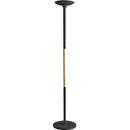 Lampadaire LED UNILUX PRYSKA, puissance 40 W, 4000 lm, 3000 K, 3 intensités lumineuses, intensité lumineuse variable, Ø 340 x H 1800 mm, acier &amp; bois certifié FSC®, noir-hêtre