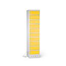 Laptop cabinet with charging function, 10 compartments with cylinder lock, Sheet steel light grey RAL 7035/traffic yellow RAL 1023