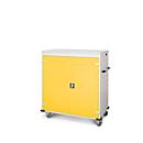 Laptop trolley met oplaadfunctie, 2-punts vergrendeling, CH-stekker, parkeerrem, 30 vakken, B 1310 x D 500 x H 1250, geel