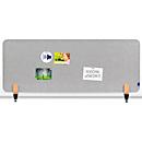 Legamaster Akustik-Tischtrennwand Elements, PET-Kern, Stoffoberfläche pinnbar, inkl. 2 Tischklemmen, B 1600 x H 600 x T 21 mm, quiet grey
