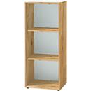 Legbord MONTERIA, glazen legger, 3 OH, B 400 x D 370 x H 1200 mm, Navarraanse eik/wit