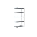 Legborden zonder bouten in modulair systeem, aanbouwstelling, 1000 x 500 x 2000 mm, gegalvaniseerd