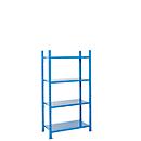 Legbordstelling-basissectie, m. 4 legborden van plaatstaal, B 1010 x D 800 x H 2000 mm
