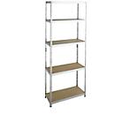 Legbordstelling - zware belasting - complete stelling - met 5 legborden - B 920 x D 300 x H 2400 mm - gegalvaniseerd