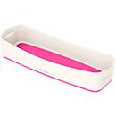 Leitz Ablageschale MyBox, lange Version, B 307 x H 55 x T 105 mm, f. Utensilien, weiss/pink
