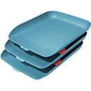 Leitz® Bac à courrier Cosy, lot de 3, pour documents A4, empilable, bleu