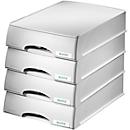 LEITZ® Brievenbak met lade Plus, A4, kunststof, 4 st., grijs