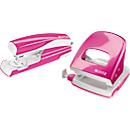 LEITZ® Bürolocher + Tischheftgerät Wow SET, metallic-pink