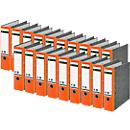 LEITZ® Carpeta 1080, DIN A4, ancho de lomo 80 mm, agujero de agarre, etiqueta de lomo pegada, cartón duro, 20 unidades, naranja