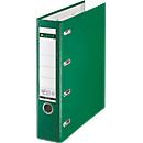 LEITZ® Classeur double 1012, 2 x A5, largeur de dos 75 mm, mécanisme de précision à levier, pochette transparente pour étiquette de dos, trou de poignée, polypropylène, vert, 1 pièce